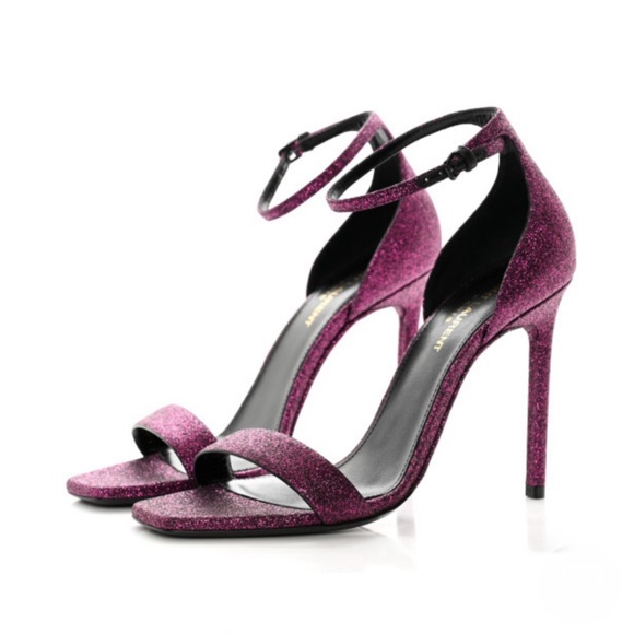 Saint Laurent Shoes - Saint Laurent Amber Sandals in Pink Glitter